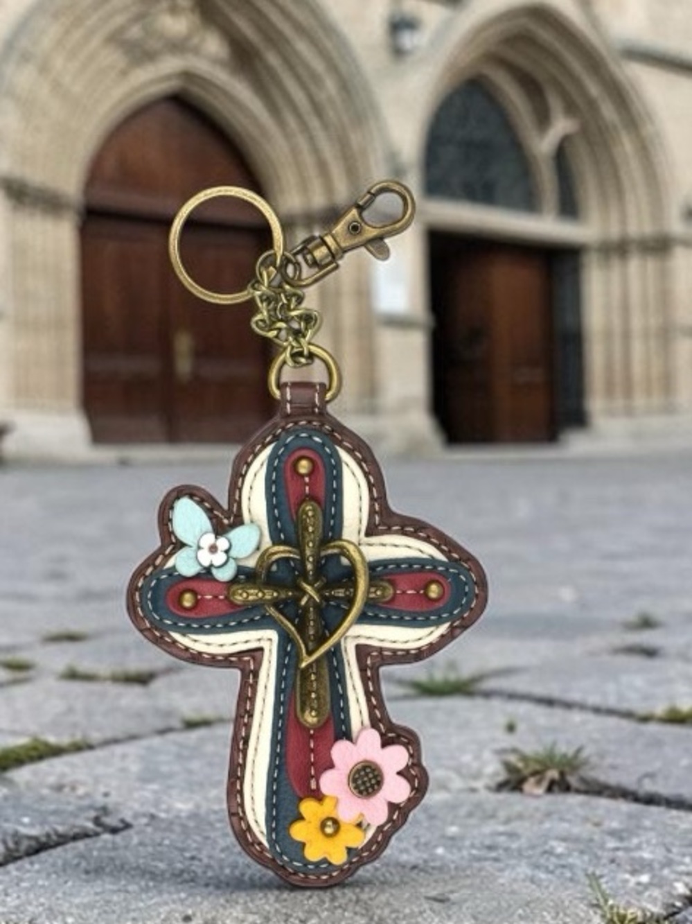 CHALA bag charm Cross keychain key fob NWT